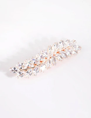 Rose Gold Navette Crystal Laurel Clip