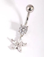 Surgical Steel Cubic Zirconia Flower Belly Bar