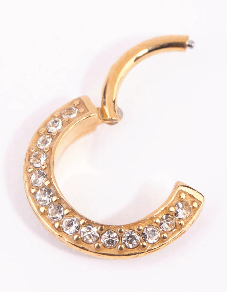 Gold Surgical Steel Pave Clicker