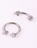 Surgical Steel Cubic Zirconia Horseshoe & Barbell Set