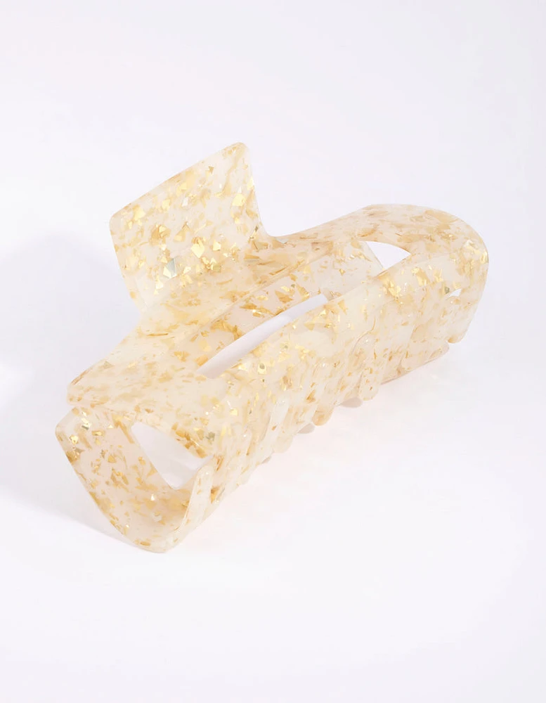 Gold Flecked Rectangular Acrylic Claw