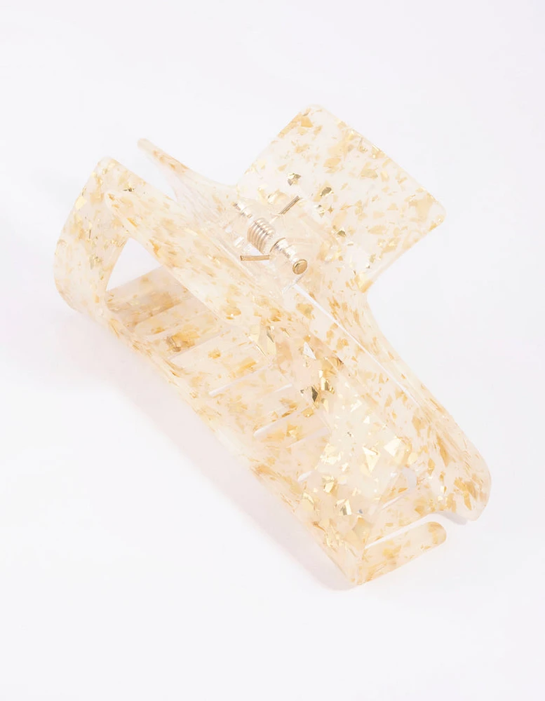 Gold Flecked Rectangular Acrylic Claw