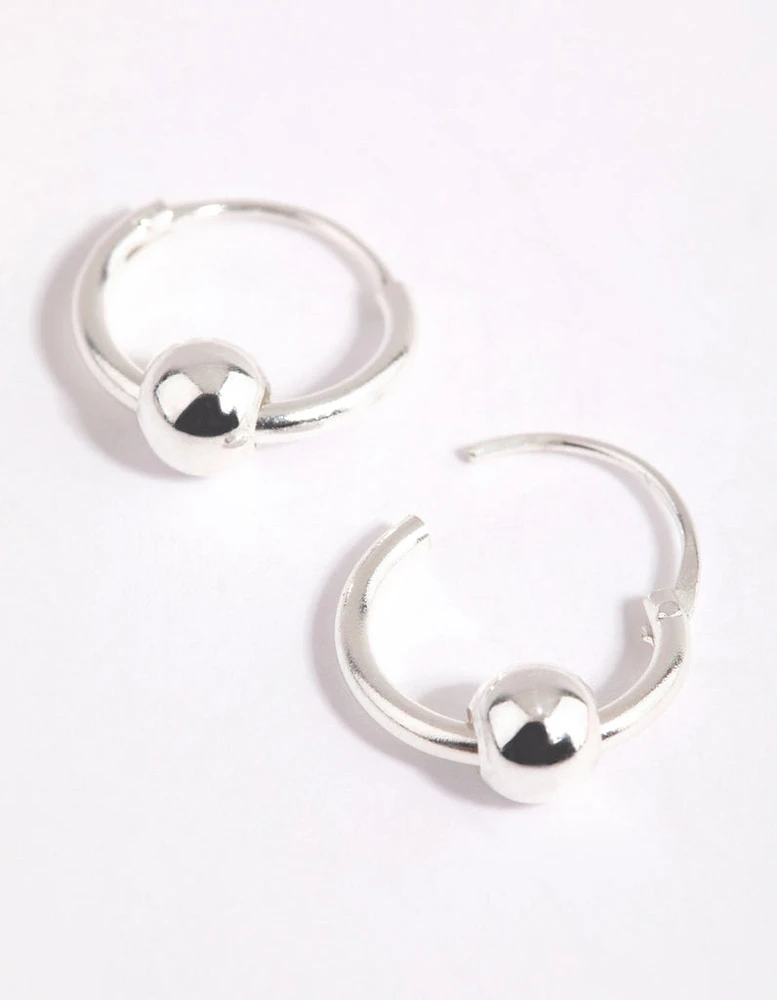 Sterling Silver Ball Hoop Earrings