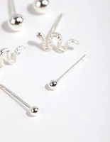 Sterling Silver Snake & Ball Stud Earring Pack