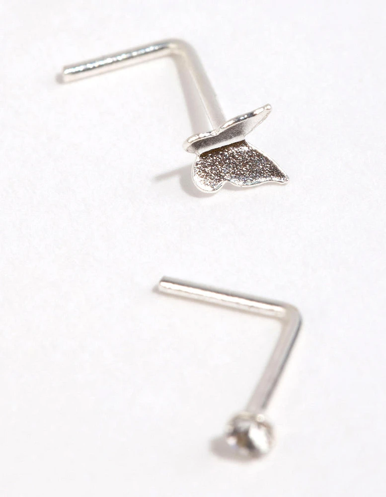 Sterling Silver Mini Butterfly Nose Studs