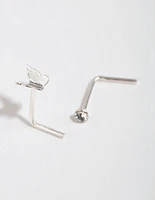 Sterling Silver Mini Butterfly Nose Studs