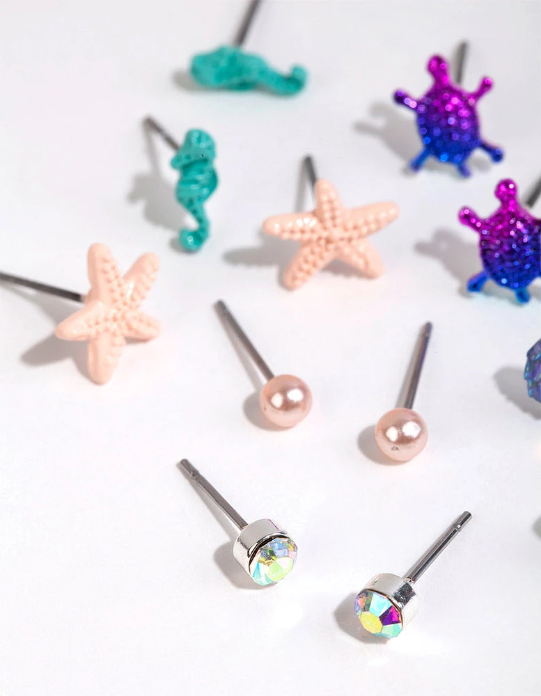 Kids Silver Under the Sea Stud Earring Pack