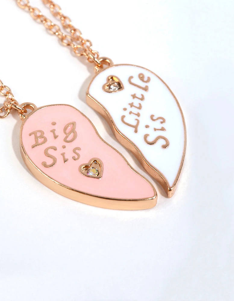 Kids Gold Sisters Heart Necklace Pack