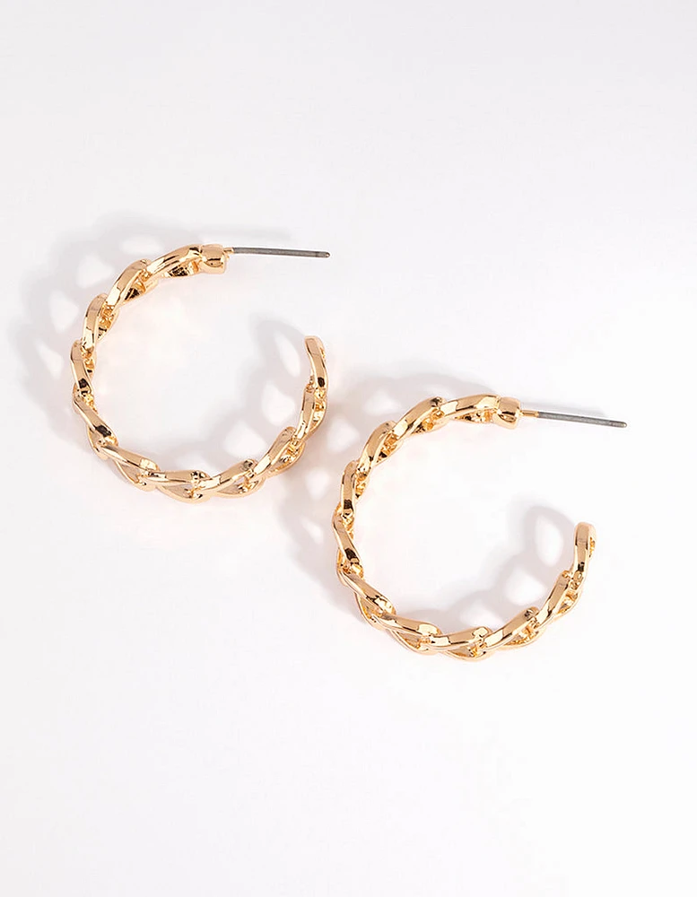 Gold Looped Chain Hoop Earrings