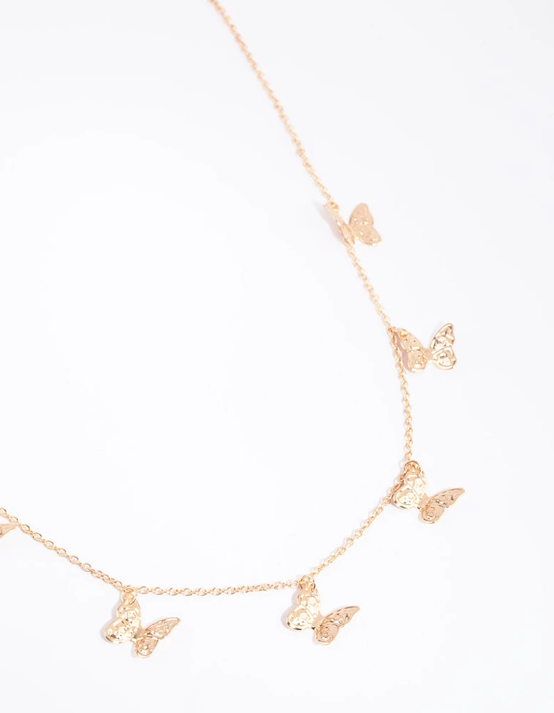 Gold Butterfly Station Necklace