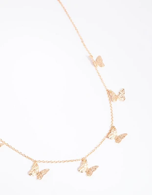 Gold Butterfly Station Necklace