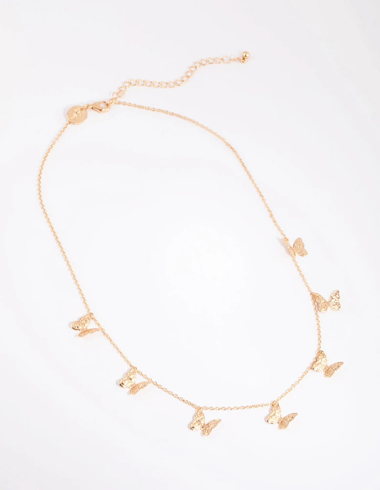 Gold Butterfly Station Necklace