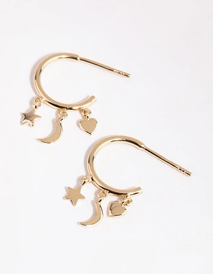 Gold Plated Sterling Silver Stellar Hoop Earrings