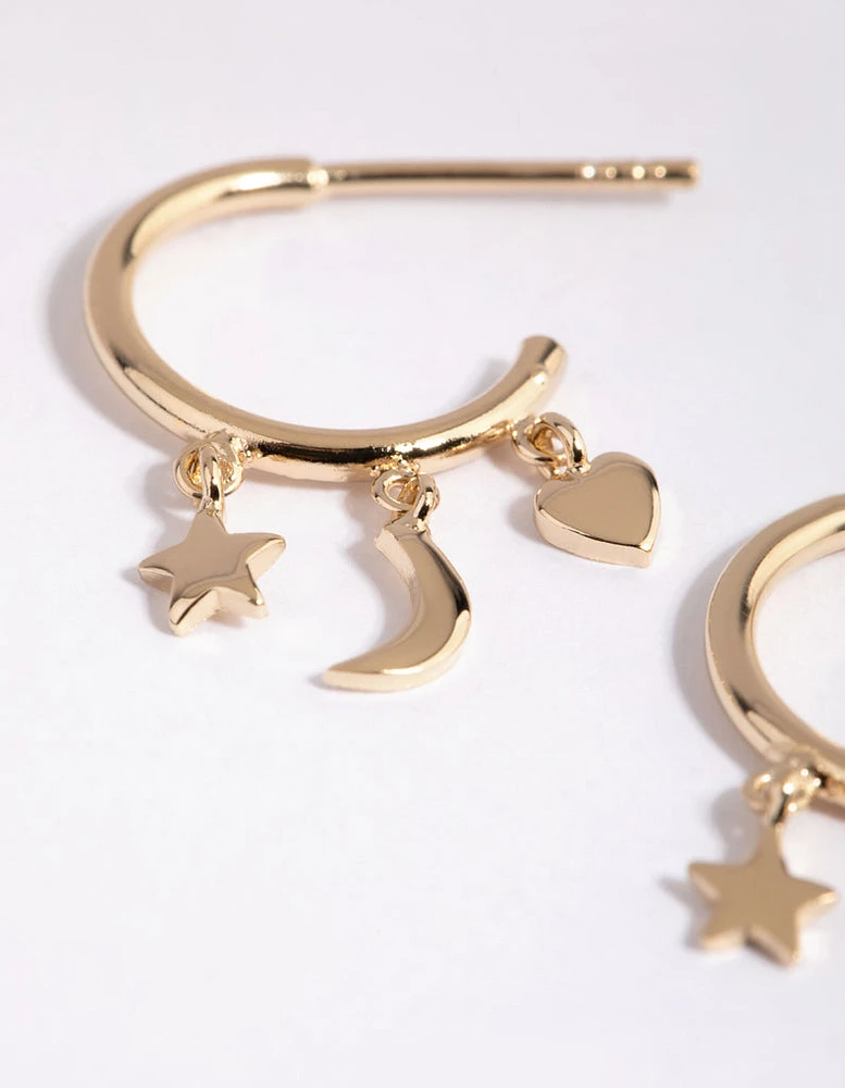 Gold Plated Sterling Silver Stellar Hoop Earrings