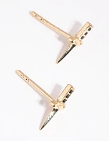 Gold Plated Sterling Silver Dagger Stud Earrings