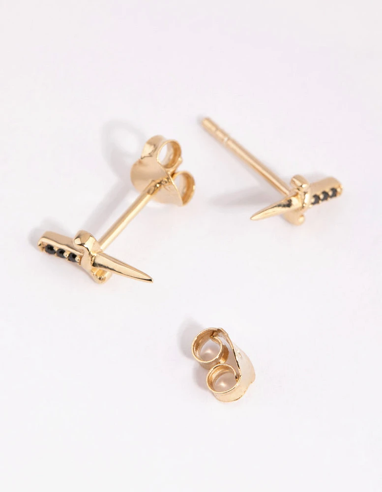 Gold Plated Sterling Silver Dagger Stud Earrings