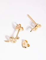 Gold Plated Sterling Silver Curled Snake Stud Earrings