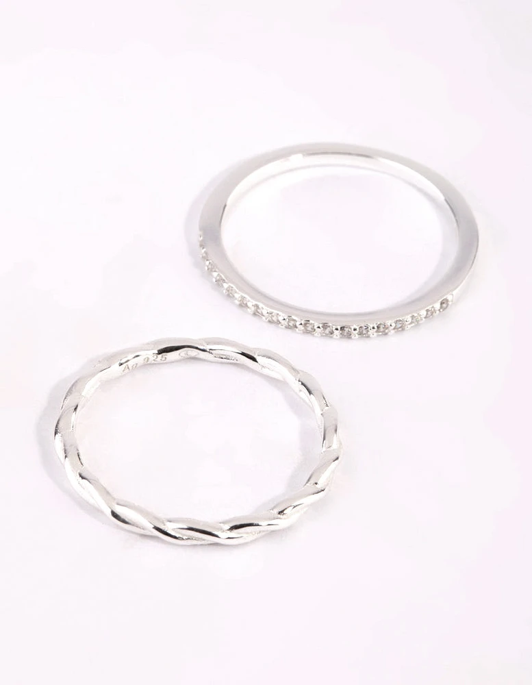 Sterling Silver Cubic Zirconia Ring Set