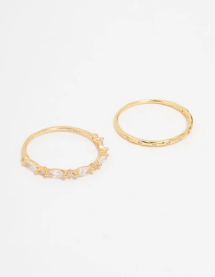 Gold Plated Sterling Silver Marquise Ring Set