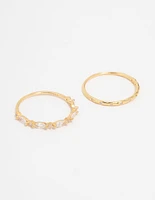 Gold Plated Sterling Silver Marquise Ring Set