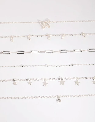 Silver Star & Pearl Choker 6-Pack