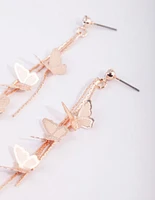 Rose Gold Butterfly Drop Earrings