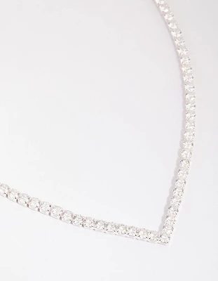 Silver Cubic Zirconia Cupchain Point Tennis Necklace