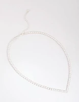 Silver Cubic Zirconia Cupchain Point Tennis Necklace