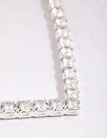 Silver Cubic Zirconia Cupchain Point Tennis Necklace