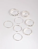 Silver Mixed Texture Ring Pack