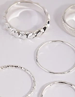 Silver Mixed Texture Ring Pack