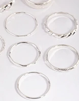 Silver Mixed Texture Ring Pack