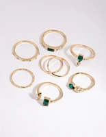 Gold Mixed Band & Stone Ring Pack