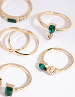 Gold Mixed Band & Stone Ring Pack