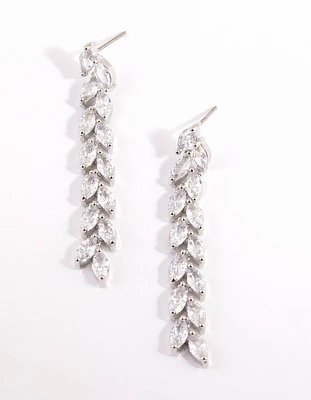 Silver Cubic Zirconia Marquise Drop Earrings