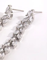 Rhodium Cubic Zirconia Marquise Drop Earrings