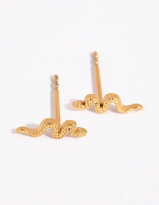 Gold Plated Surgical Steel Snake Stud Earrings