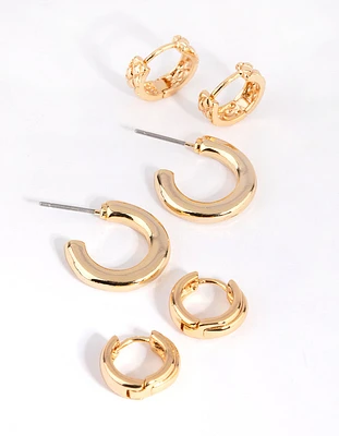 Gold Mixed Earring Hoop Pack