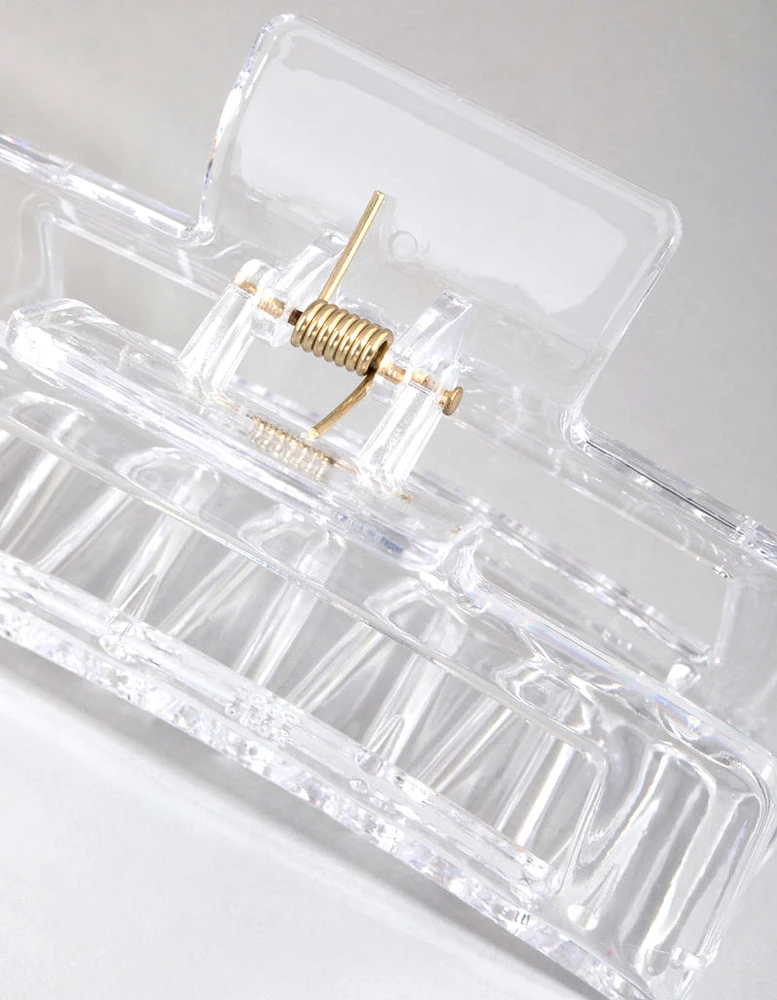 Large Rectangular Clear Hair Claw Clip