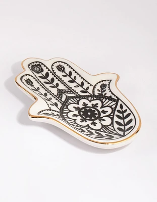 Hamsa Hand Ceramic Trinket Tray