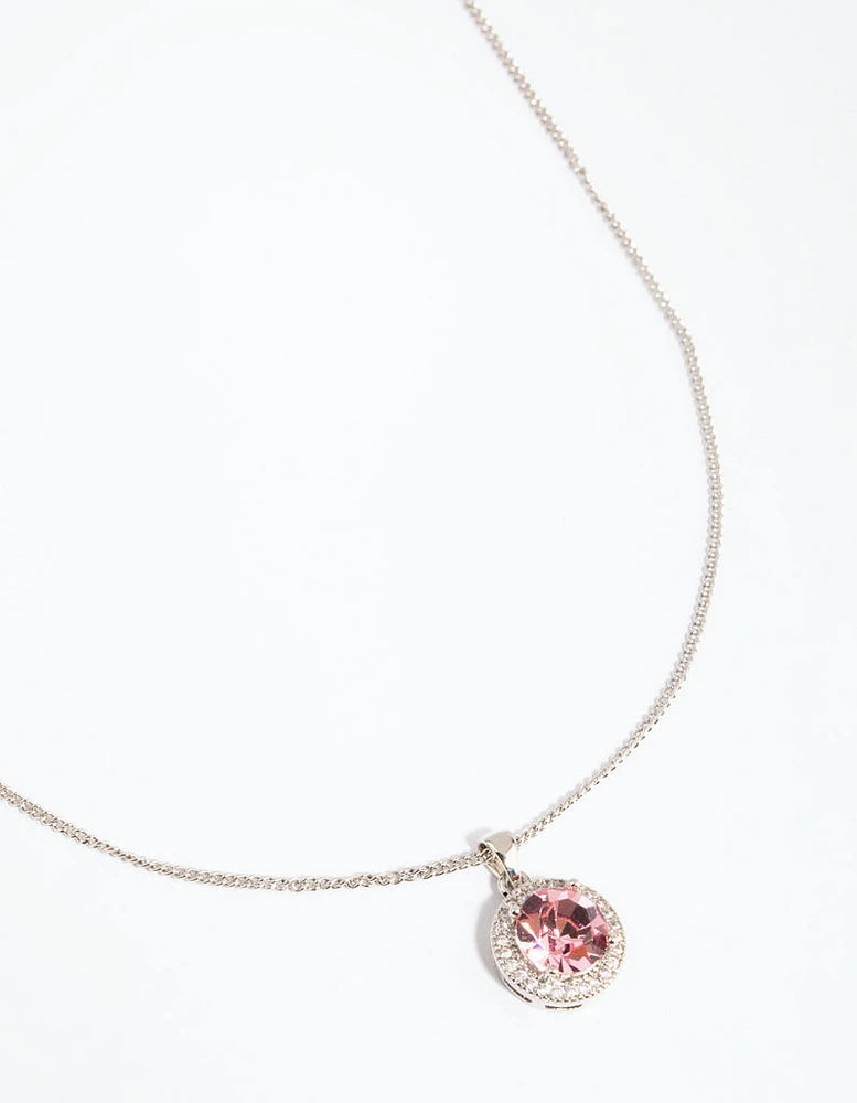 Rhodium & Pink Diamond Simulant Claw Necklace