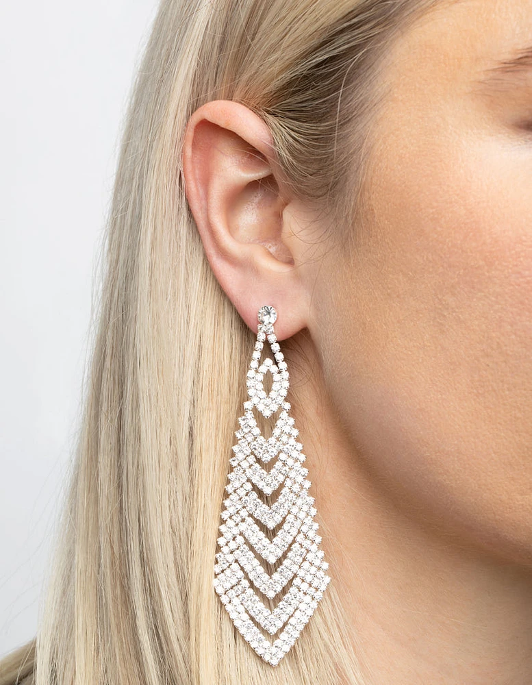 Silver Cup Chain Drop Earrings