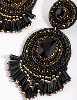 Black Beaded Drop Earrings