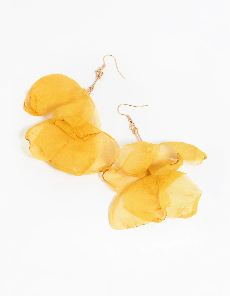 Yellow Flower Drop Earrings