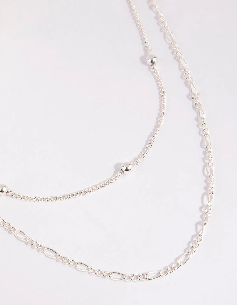 Silver Figaro Layered Necklace