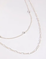 Silver Figaro Layered Necklace