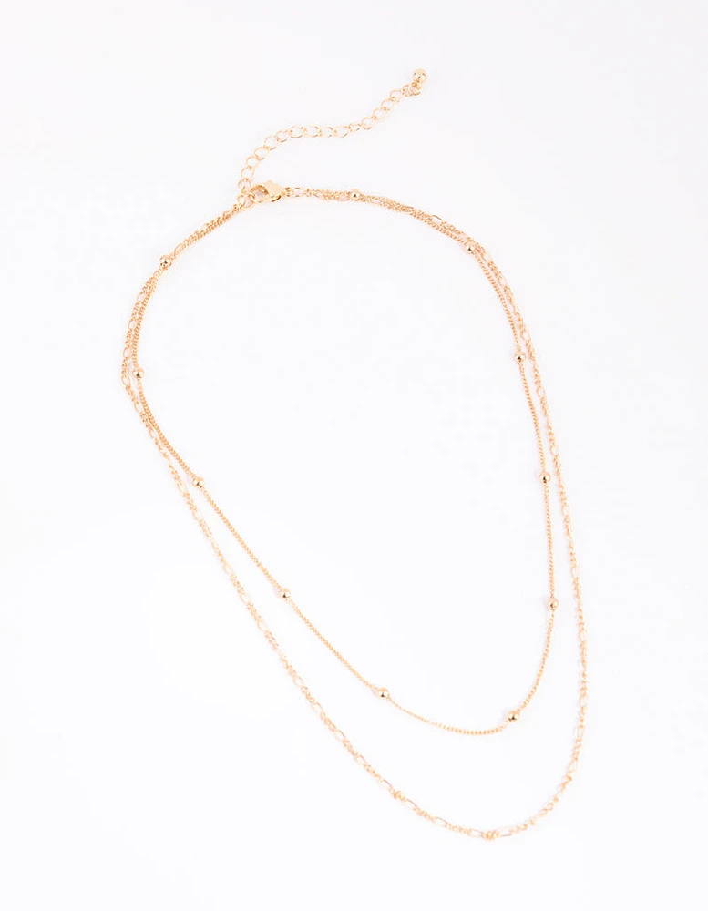 Gold Fine & Figaro Layered Necklace