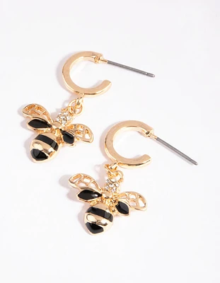 Gold Bee Huggie Earrings