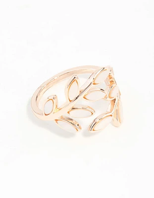 Rose Gold Pink Enamel Butterfly Ring