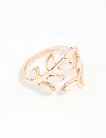 Rose Gold Pink Enamel Butterfly Ring